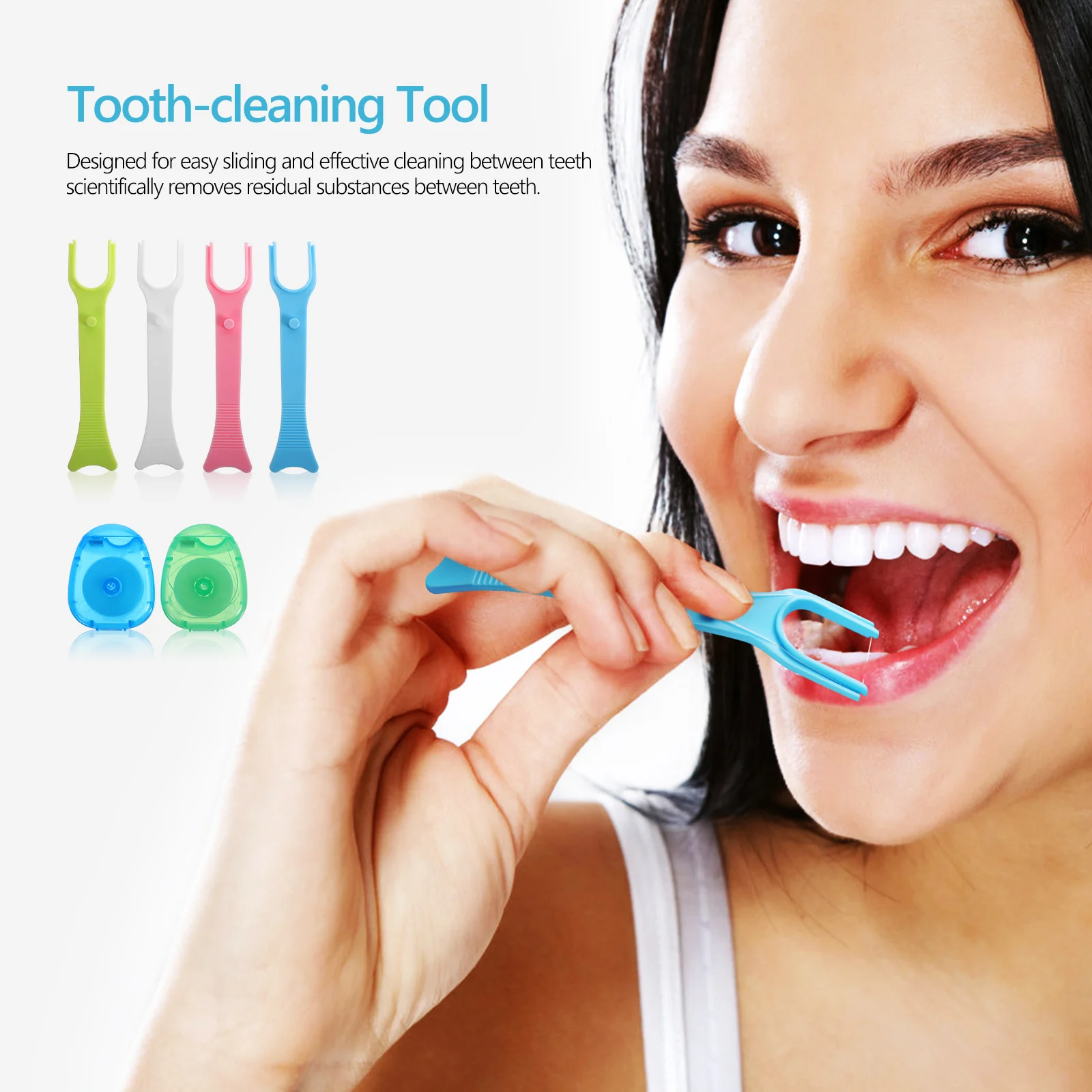 

8 pcs Reusable Dental Holder 2 Replacement Rolls Smooth Thread For Cleaning Between Teeth Crowns Floss Holders For Travel Adults