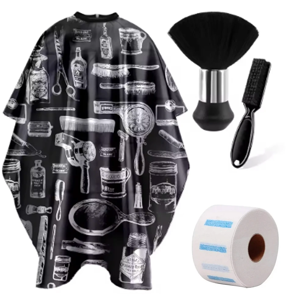 3/4pcs Hair Cutting Barber Cape Set with Neck Duster Brush Barber Brush Professional Barber Accessories Salon Cleaning Supplies view 5