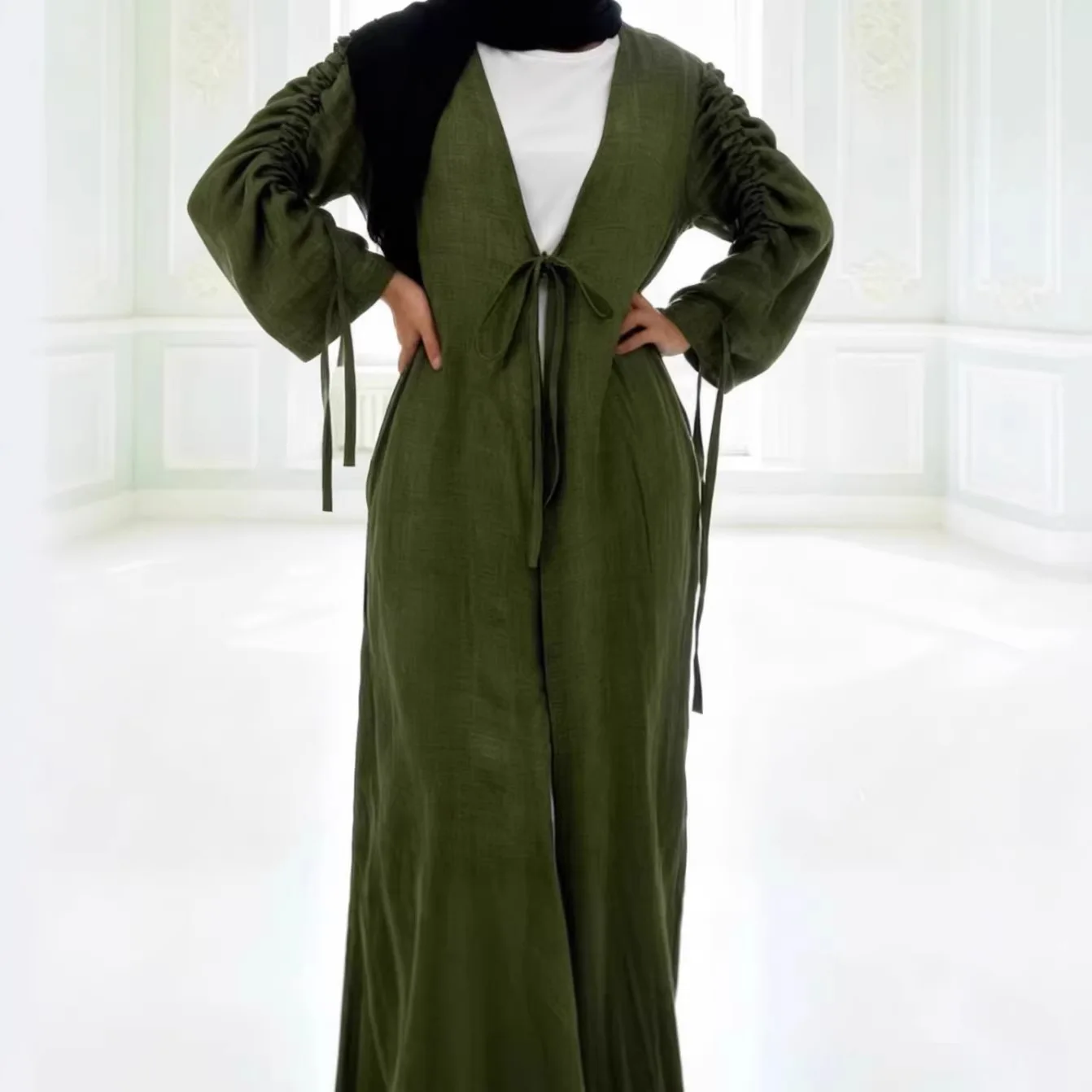 

Modest Muslim Dress Eid Kimono Cardigan Open Abaya Dubai Kaftan Turkey Robe Kebaya Prayer Clothes for Women Islam Jalabiya Gown