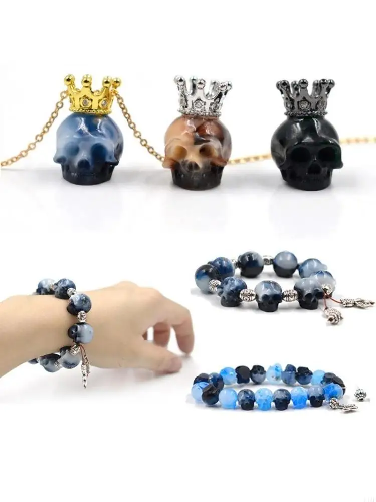 91AF Silicone Mold For Jewelry Making Skull Head Beads With Hole Epoxy Resin Mould