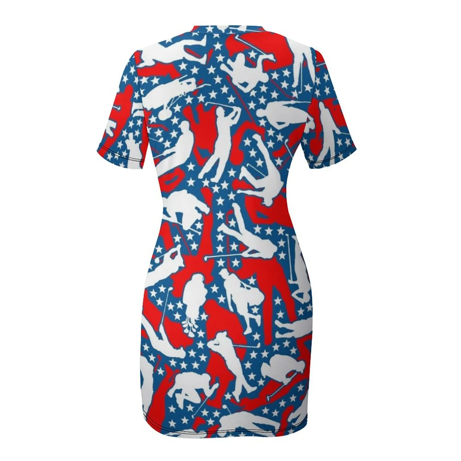 Amante de golfe pro golfista eua bandeira camo camuflagem padrão vestido de manga curta vestidos de verão para mulheres vestidos de cerimônia vestido