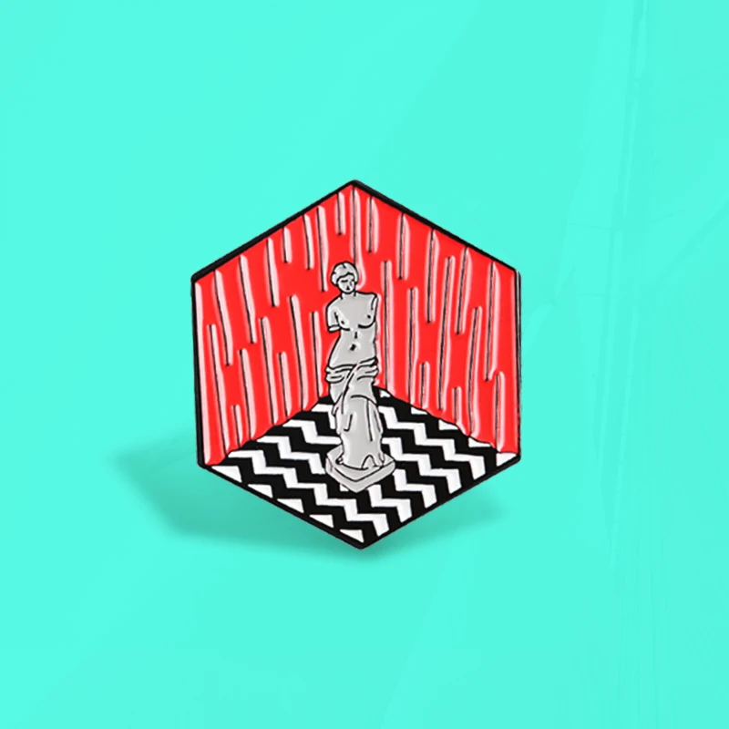 Pin Custom Alloy Badge Backpack Lapel Brooch Fashion Art Jewelry for Women Gift Twin peaks Venus Art Statue Enamel Pins Hexagon