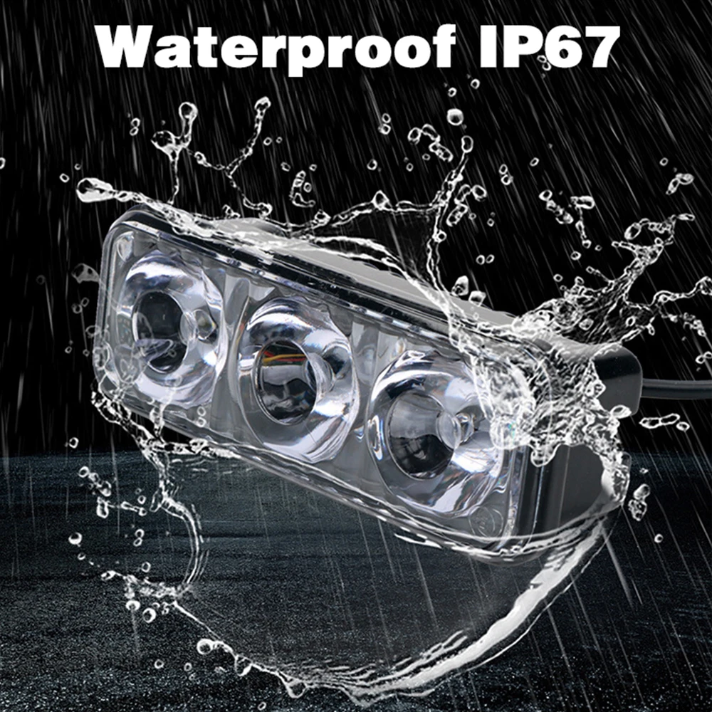 2Pcs Car 3LED Super White High Power Strobe Lights 6000K~7000K DRL Daytime Running Lights Universal LED Fog Lamp Car Accessories