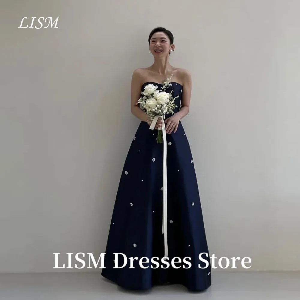 

LISM Sleeveless A-Line Korea Evening Dresses Photo Shoot Soft Satin Floor Length Elegant Prom Gowns웨딩드레스Customized Corsets