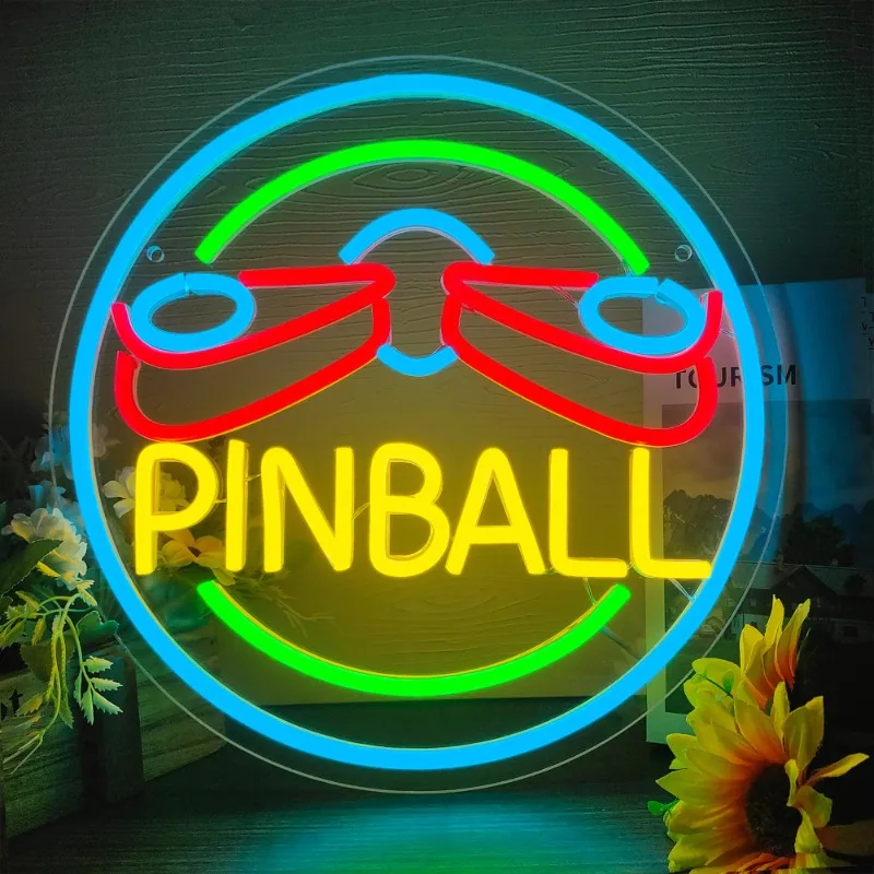 

Pinball Neon Signs for Wall Decor Dimmable LED Pinball Game Arcade Game Room Bar Club Man Cave Party Gifts(13.3 * 13.3in) 5V USB