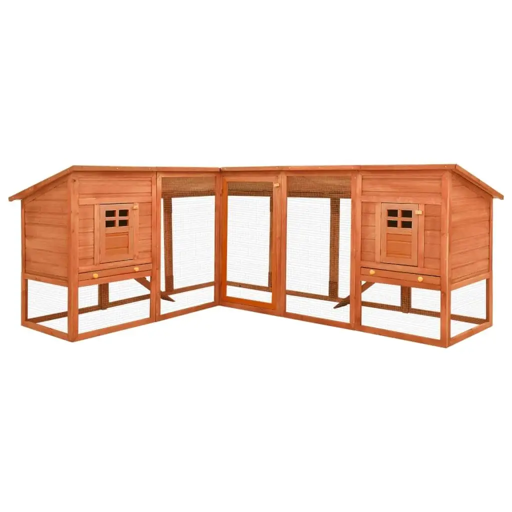 Wooden Outdoor Rabbit Hutch with Run - Durable Brown Fir Design for Bunnies