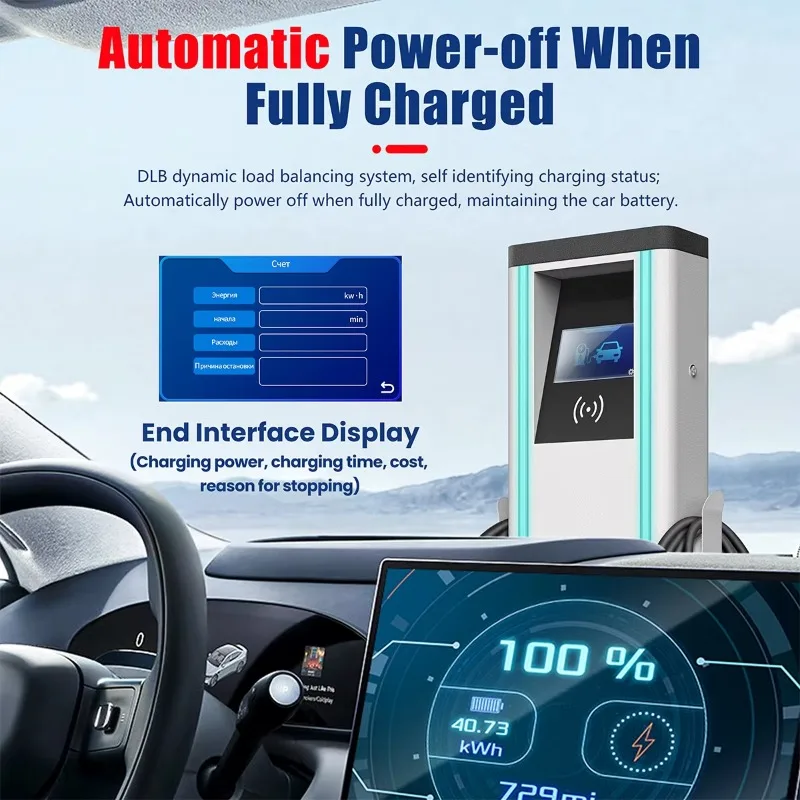 Commercial Double Gun Fast Charging Station 14kW 22kW 44kW CCS2 for Electric Vehicle Durable Custom