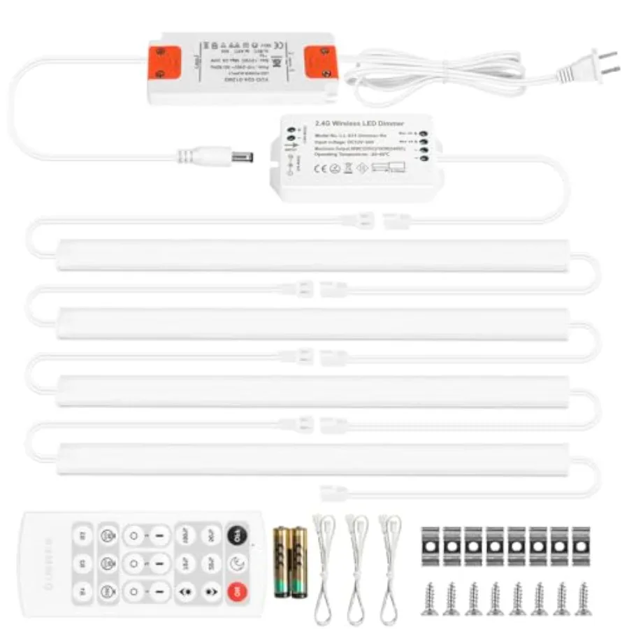 

Kitchen Under Cabinet Lights Plug in. Slim. Super Bright. 21W. Dimmable. 1 Remote Controls Multiple Lighting Kits Synchronously