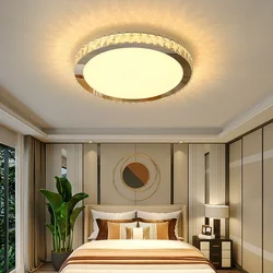 Nordic Light Luxury K9 Crystal Round Ceiling Lamp Romantic Warm Square Bedroom Living Room Decor LED Home Lighting
