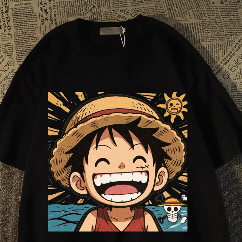 قطعة واحدة من القطن للأولاد والبنات بأكمام قصيرة تي شيرت لصيف 2025 جديد للطلاب الأطفال العصرية فضفاضة الكرتون تي شيرت علوي