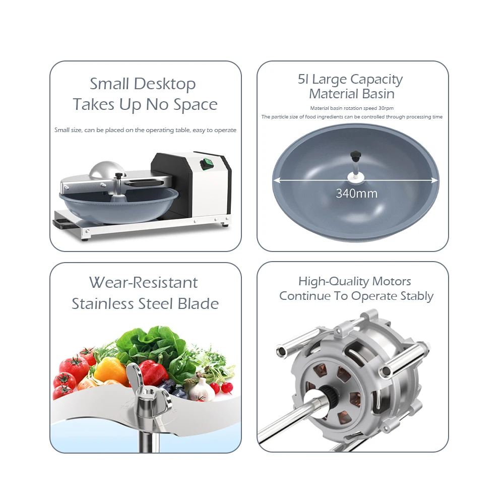 ITOP MBC-1 مفرمة طعام تجارية سعة 5 لتر/2 كجم مثالية لمعالجة الخضار/المكونات/التوابل/ملء المروحية