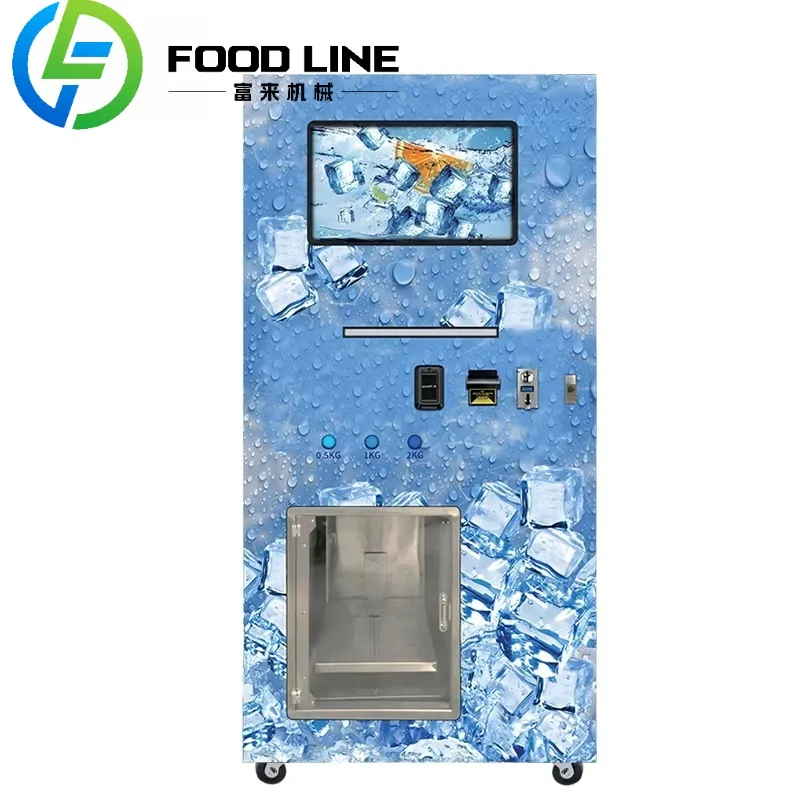 آلة بيع الثلج المعبأة الأوتوماتيكية موزع مكعبات الثلج ذات الخدمة الذاتية 24 7 لمحطات ومتاجر الوقود