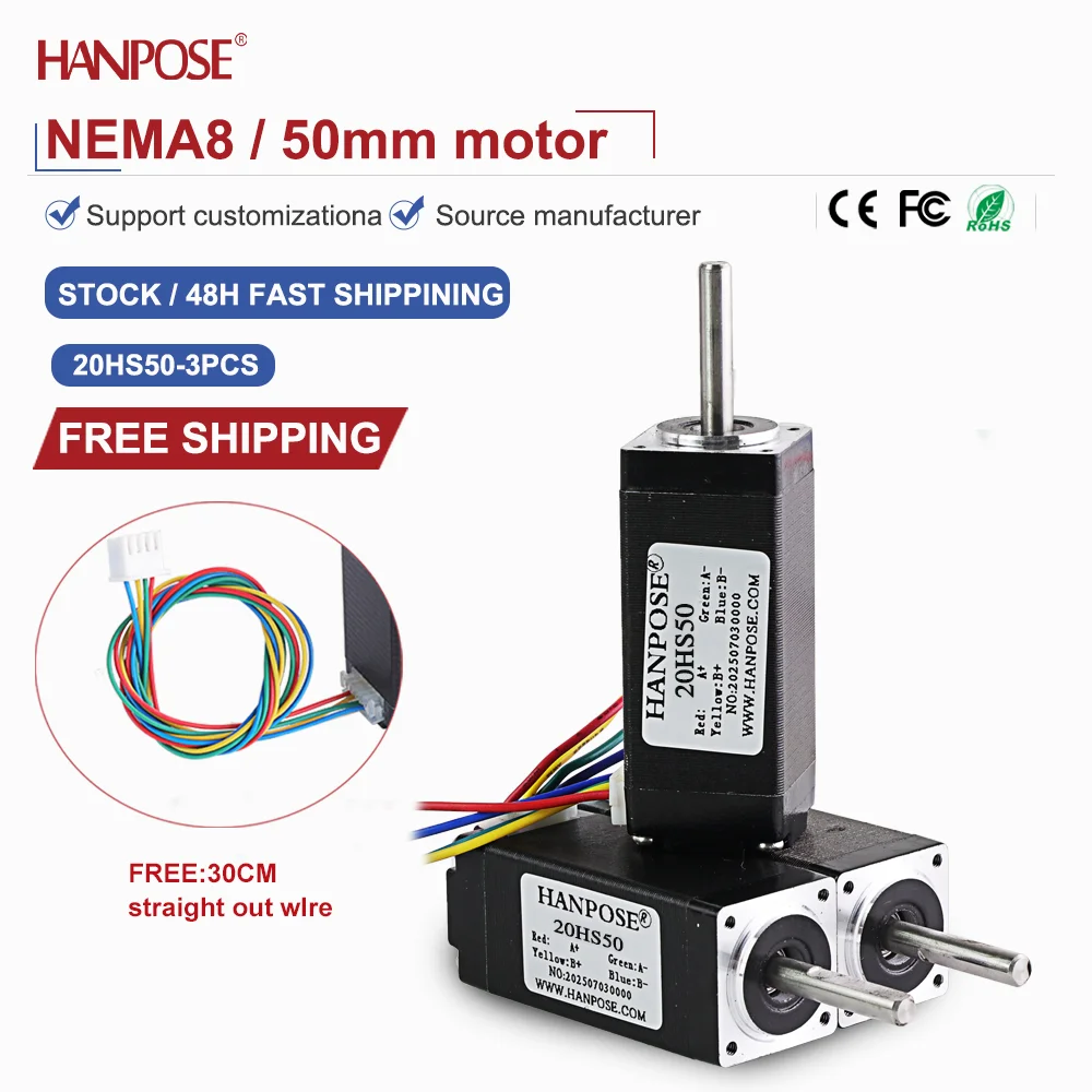 

NEMA8 3PCS 20HS50 Miniature Stepper Motor 0.04N. m 0.8A 3D Printing Accessories Motor Manufacturer Direct Sales in Stock