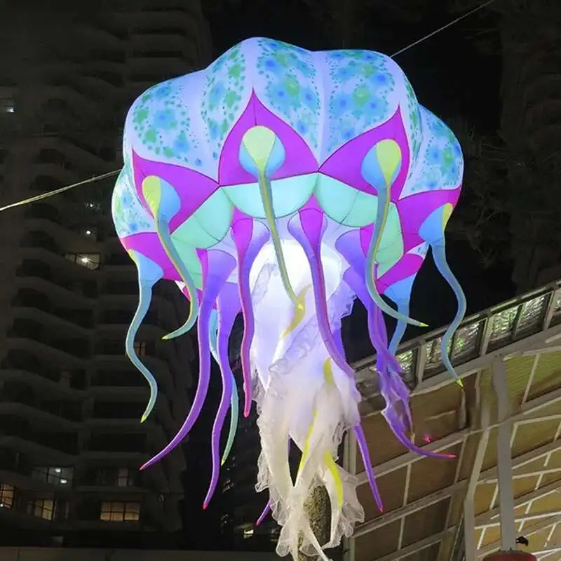 Led 2024 Colorful Balloon Hanging Party Decorations Stage Props Iatable Jellyfish Lamp For Events Parade