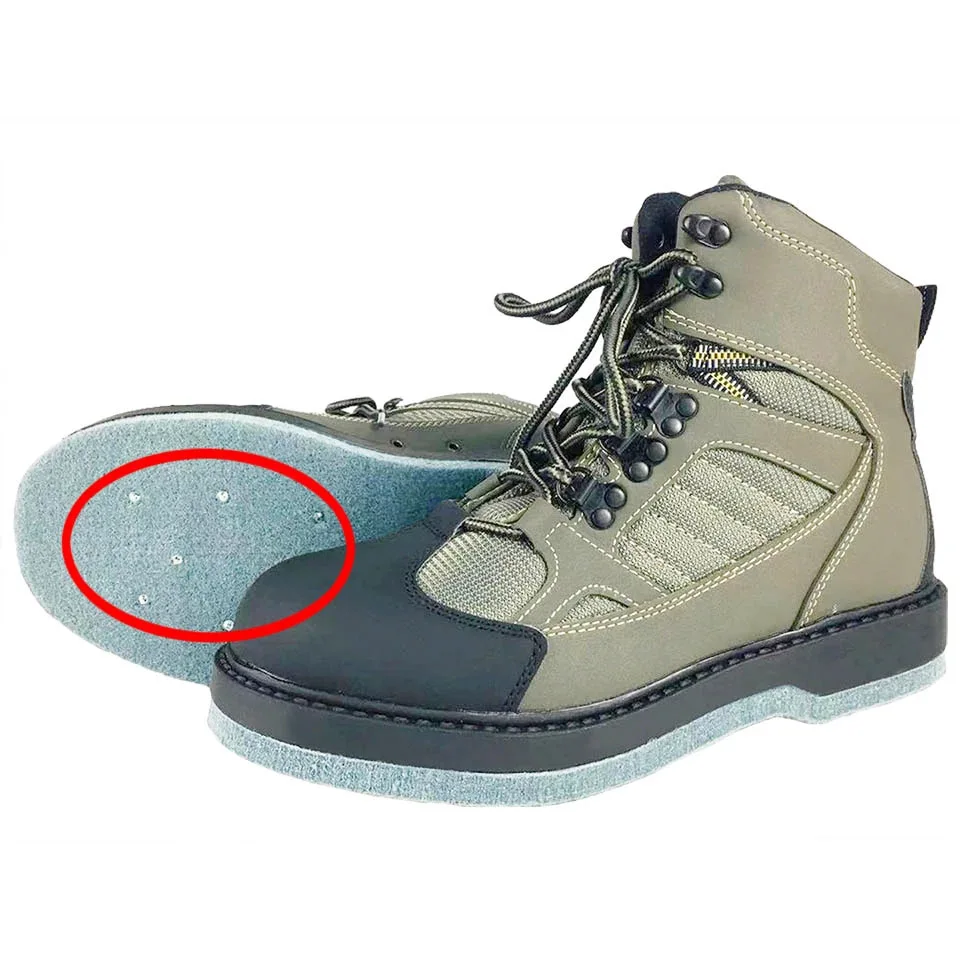 Fly Fishing Wading Upstream Hunting Shoes Leaking Water Boots Anti-Slippery Felt or Rubber Sole Reef Rock Fishing Shoes