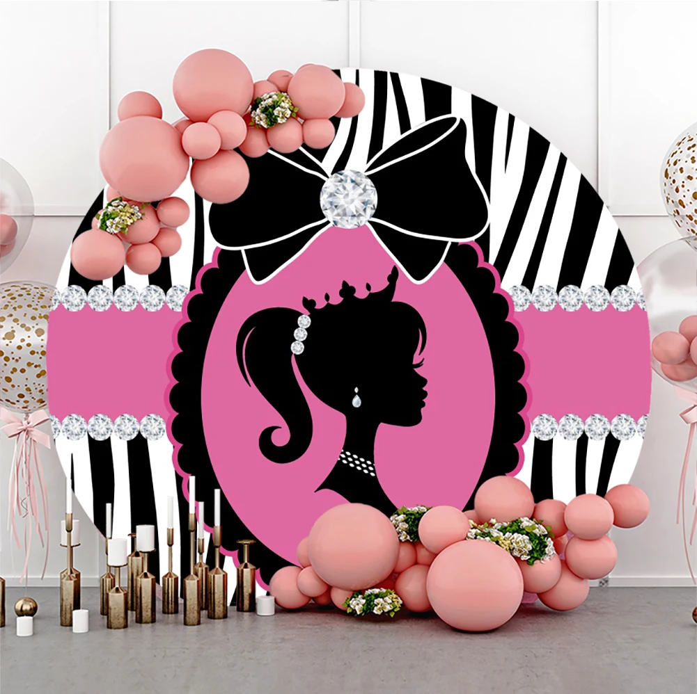 Baby Girl's Birthday Party Round Backdrop Cover Baby Shower Princess Bar Mitzvah Photography Background Cake Table Decor Props