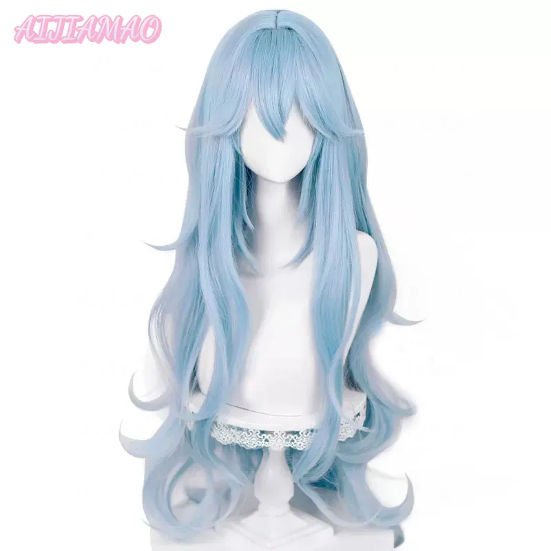 Ayanami Rei Cosplay Wig Anime EVA High Quality 100cm Long Cyan Blue Wavy Heat Resistant Synthetic Hair Wigs + Wig Cap + Headwear