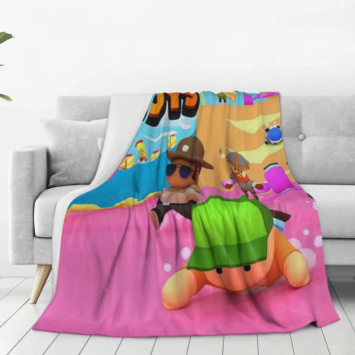 Klassieke Stumble Guys Game Deken Flanel Ademende Bank Gooi Dekens Voor Thuis Slaapkamer Outdoor Gooit Sprei Quilt