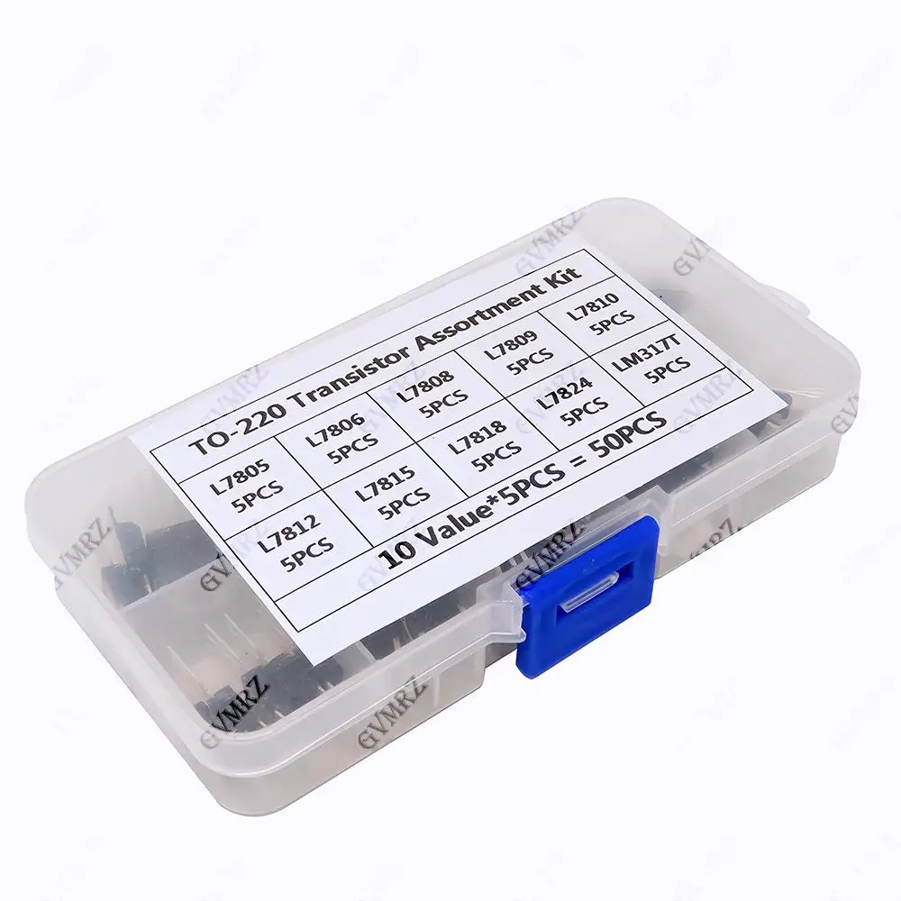 50PCS 10Values TO-220 Transistor Assortment Kit (L7812/LM317T etc.) for Industrial Power Supply DIY Project L7805