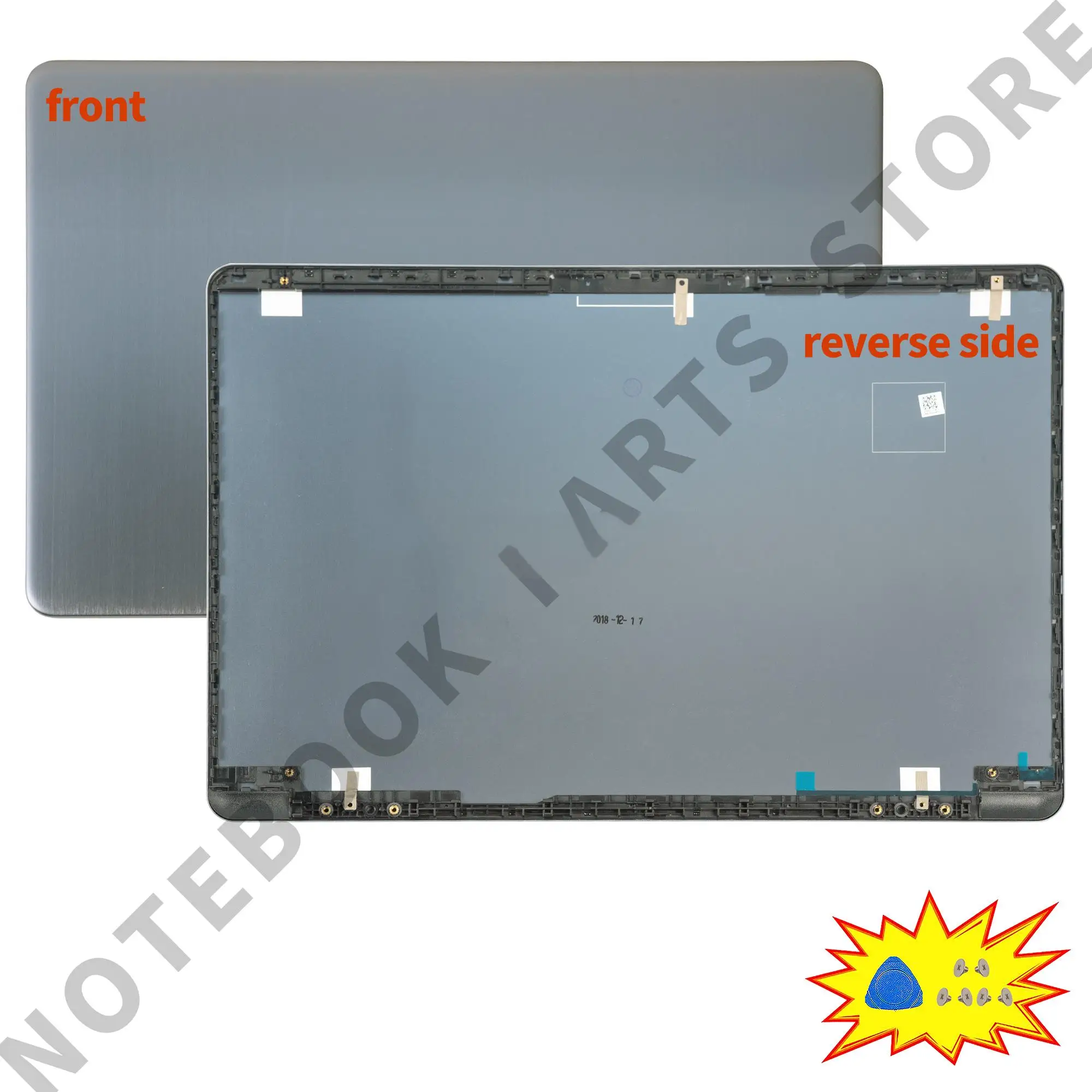 Aluminium Laptop Parts For VivoBook S510U A510 A510U X510 F510U S510 F510 LCD Back Cover Hinges HingeCover Replacement Gray