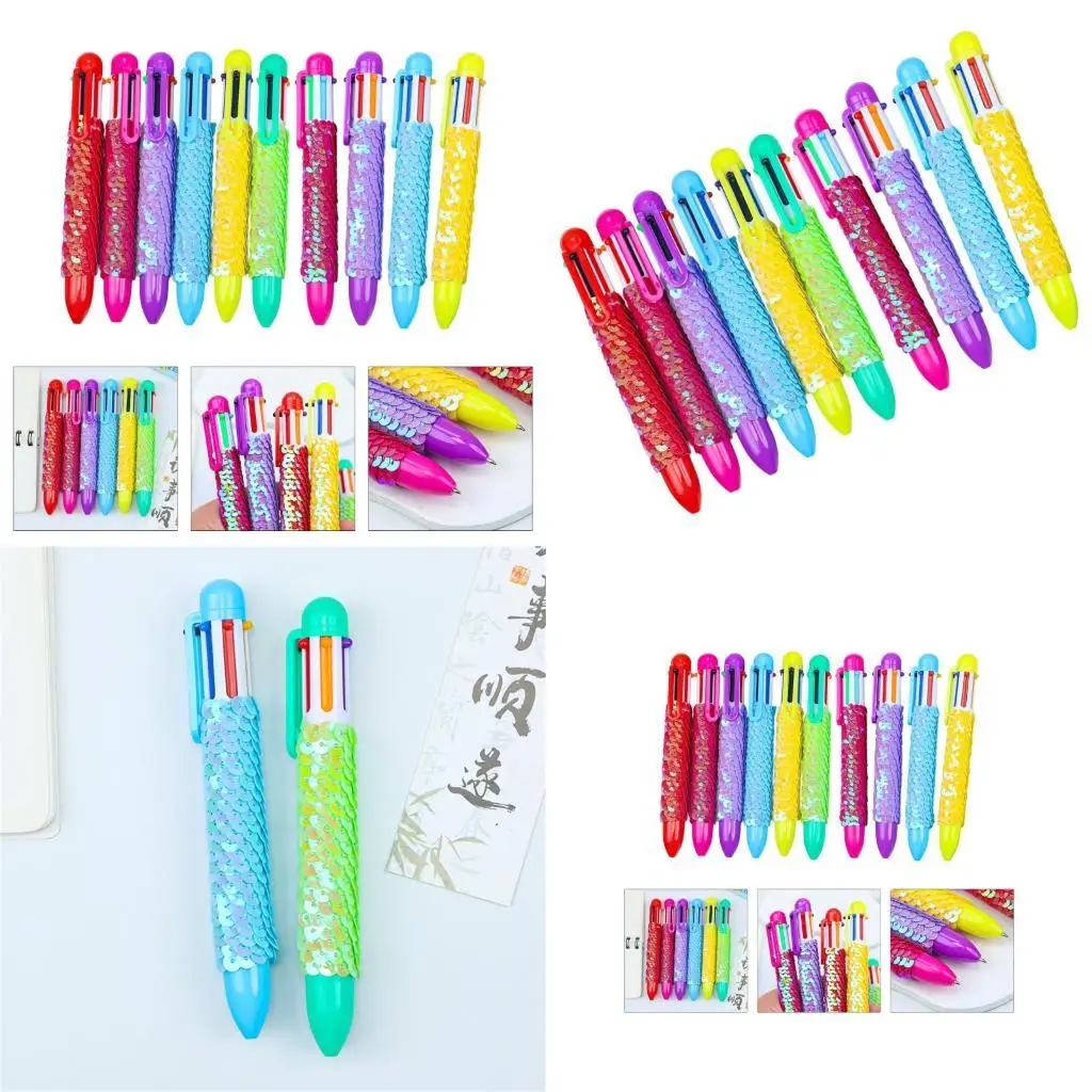 

10pcs Senecits Ballpoint Pen 6 в 1 -й шаттле Multicolor Pen для студентов D2RC