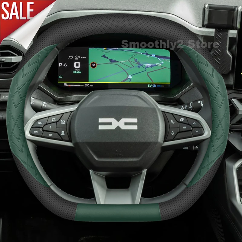 

Leather Car Steering Wheel Cover for ALL New Dacia Duster Bigster Spring 2024 2025 Non-slip Auto Dacia Bigster 2025 Accessories
