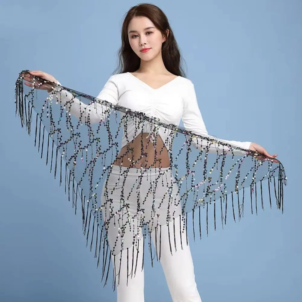 Glanzende Pailletten Buikdans Hippe Sjaal Driehoekige 6 Kleuren Vrouwen Taille Kettingen Elegante Kwastje Dans Rok Taille Riemen Voor Meisje