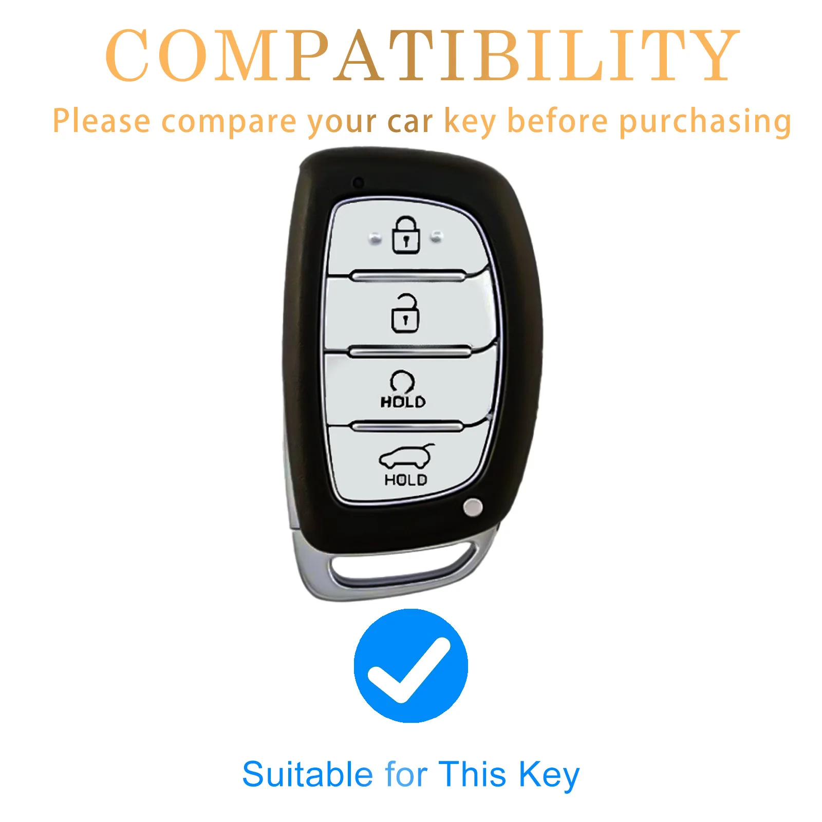Leder-Autoschlüsselanhänger Schlüsselring Autoschlüsselhülle Set für Hyundai Tucson Santa Fe Rena Sonata Elantra Creta Ix35 Ix45 I10 I30 I40 – Detail 1
