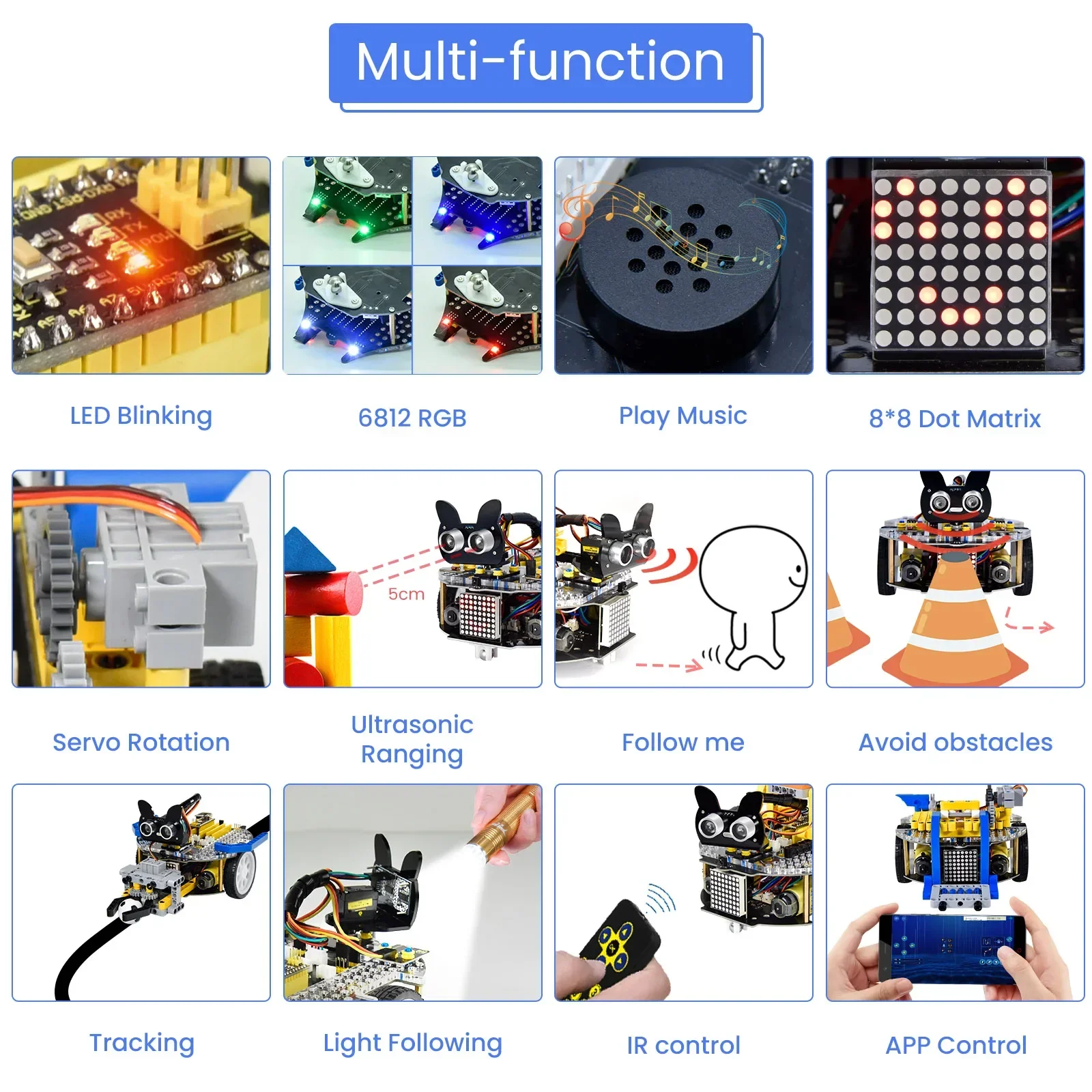 Programmierung 3 in 1 Roboter Auto Stem Tracking Hindernis Vermeidung Autos Bildung DIY Kit Mit Montage Blöcke Mechanische Spielzeug Geschenk