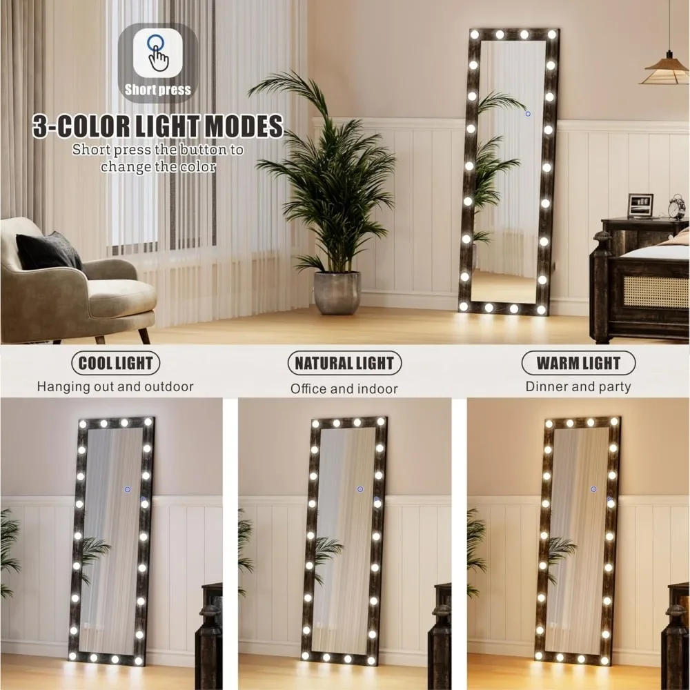 Espelho de comprimento total com luzes led, espelho de corpo inteiro de  piso hollywood vintage com suporte, espelhos altos e grandes de tamanho  antigo / Móveis para casa, image size:1000x1000
