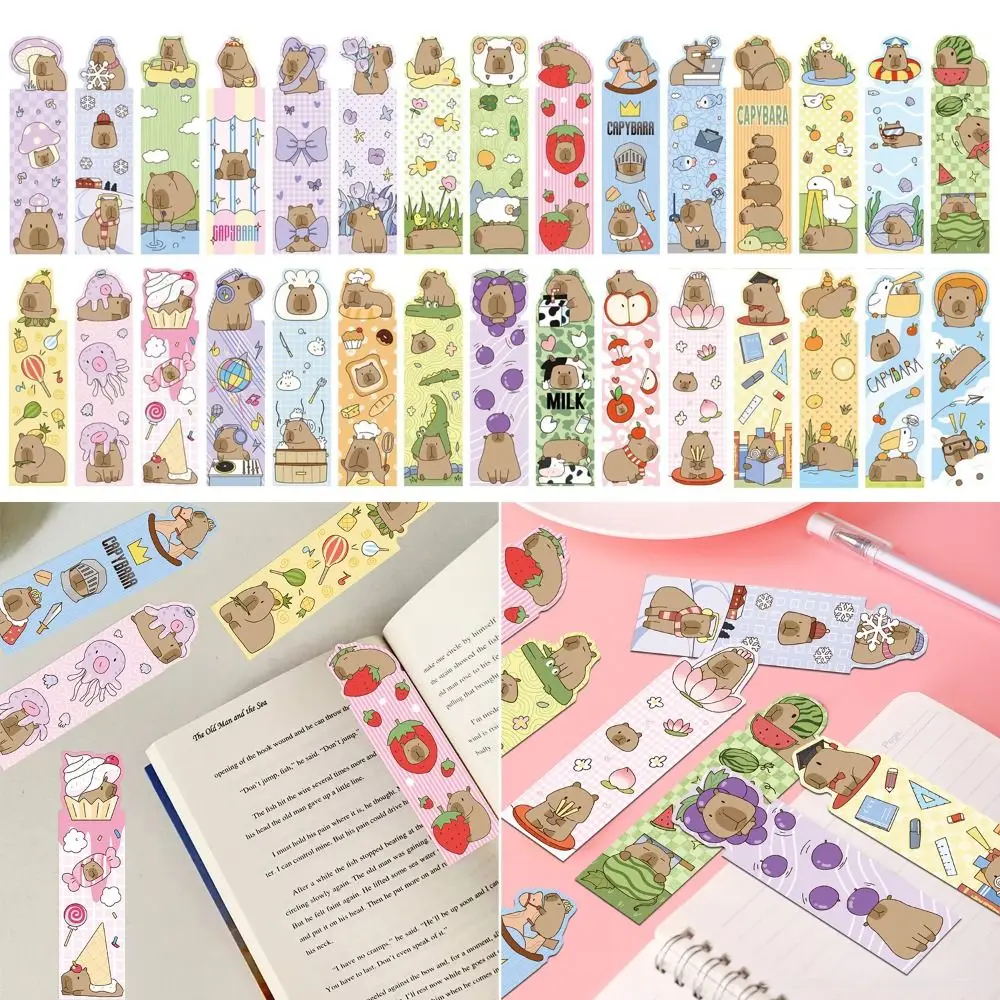 30 قطعة/المجموعة ورقة كابيبارا المرجعية كتاب الديكور الكرتون قراءة كتاب التسمية القراءة القرطاسية صفحة ترقيم الصفحات علامة مكتب