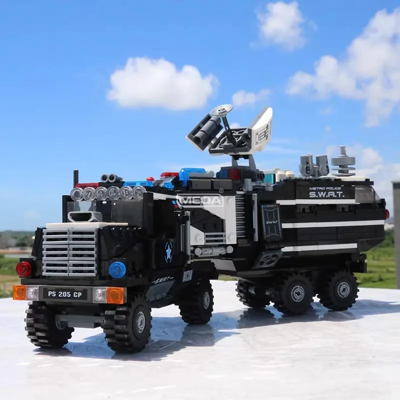 

Land Shield Short Range Air Defense Brick Military Model Armored Special Police Off-road Vehicle Building Block Set Boy Toy Gift