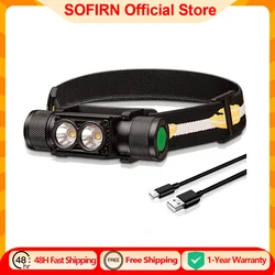 SOFIRN-Lampe de poche H25L aste par USB, lampe de sauna sous LM avec batterie 18650, lampe frontale pour touristes, torche de camping et de pêche, LH351D, 90CRI, 5000K