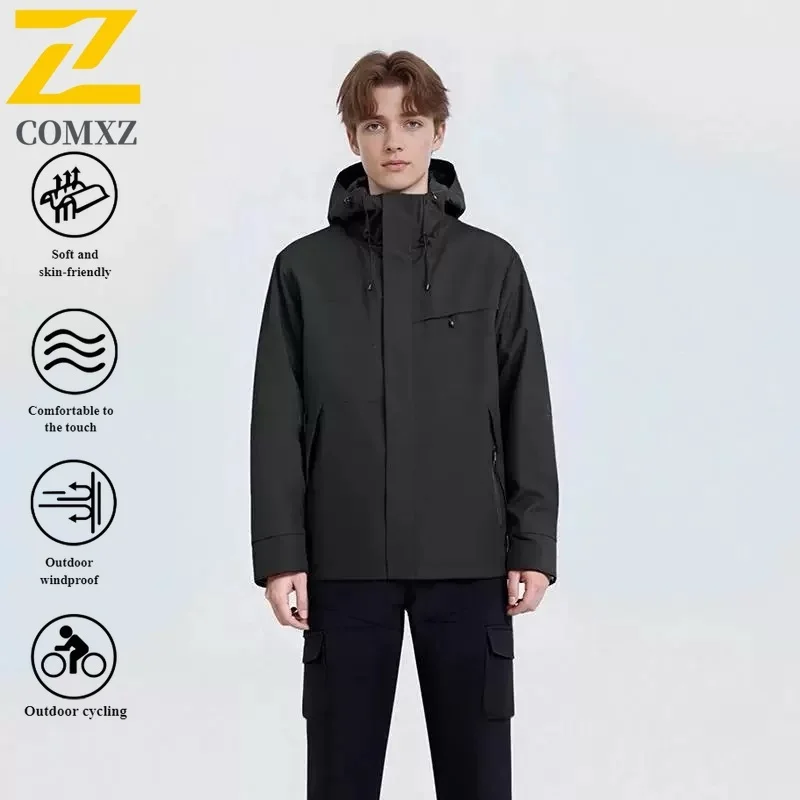 

2025 Winter Men's 3-in -1 Assault Jacket Lined Lambskin Warm Hooded Windbreaker Outdoor Windproof Waterproof Climbing Ski Jacket