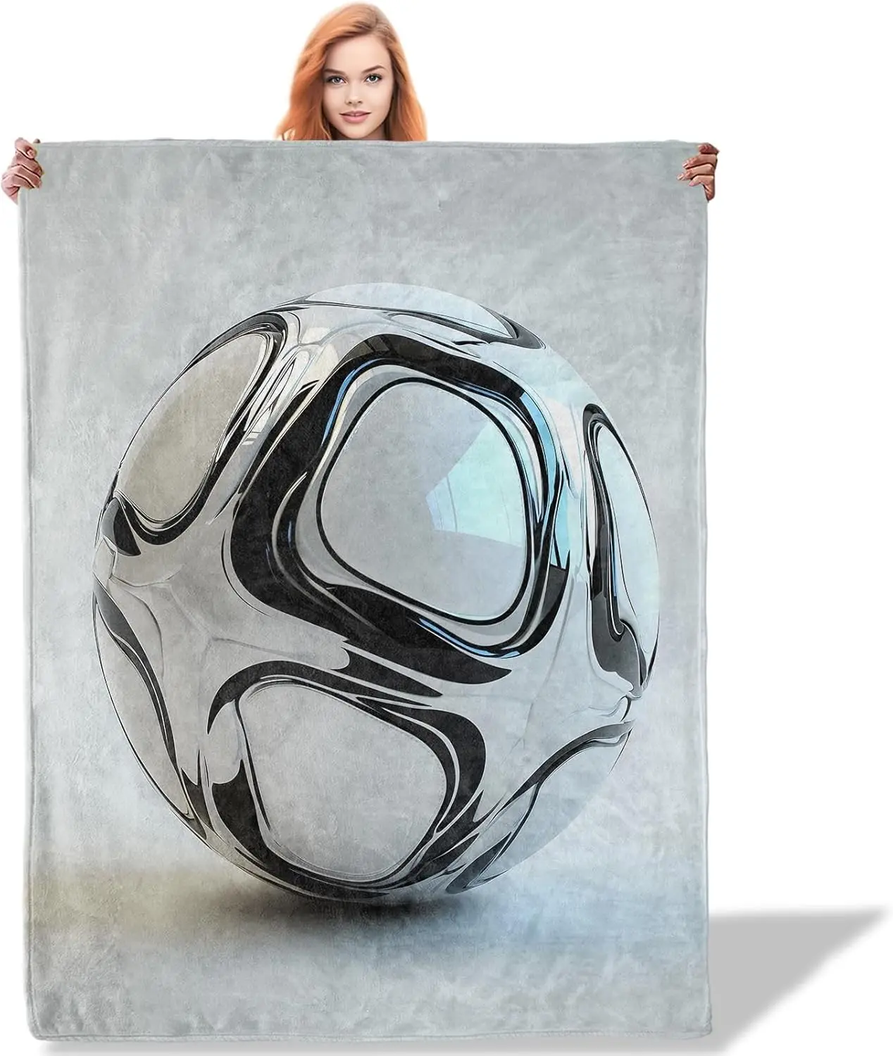 

Soccer Ball Throw Blanket Cowboy Modern Abstract Art Theme Blankets for Living Room Couch, Soft Flannel Soccer Gifts for Adults