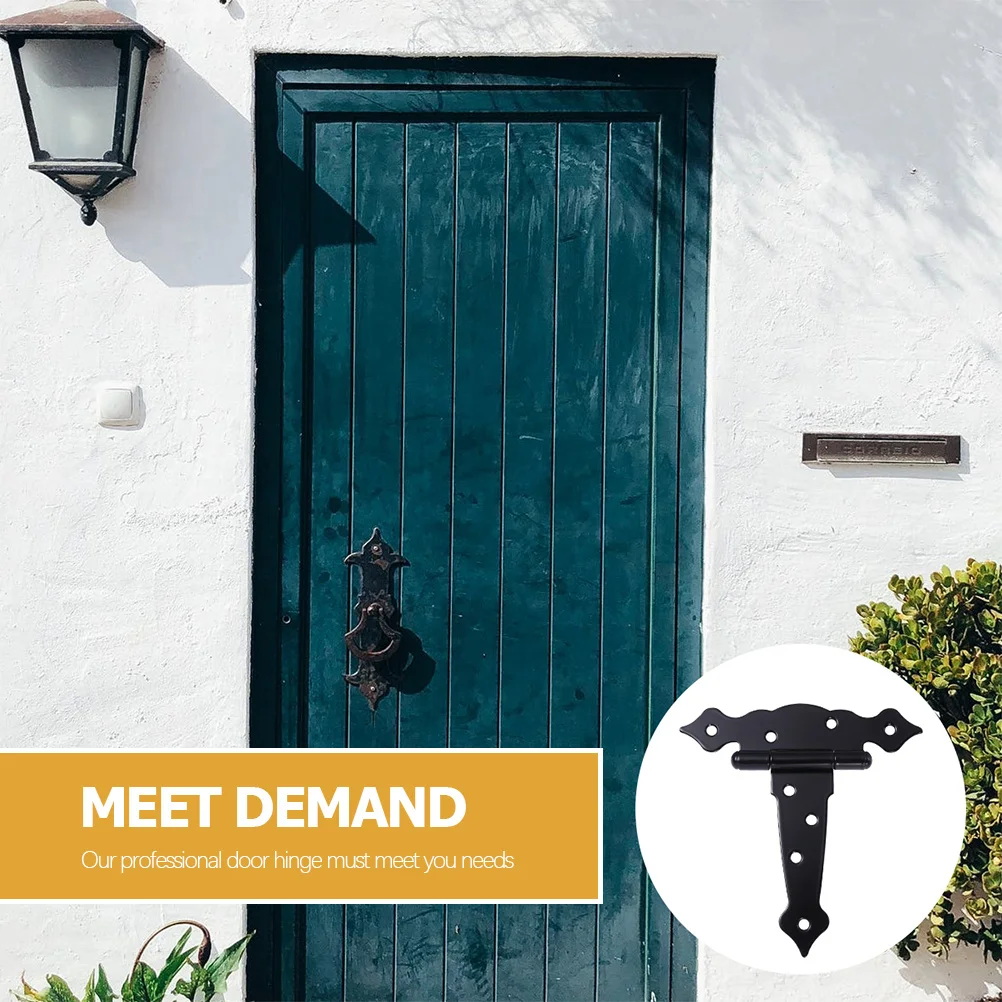 

6 Inch Black Painted T Strap Hinge Heavy Duty Iron Door Hinge For Cabinet Cupboard Shutter Wrought Iron Hinges Hardware
