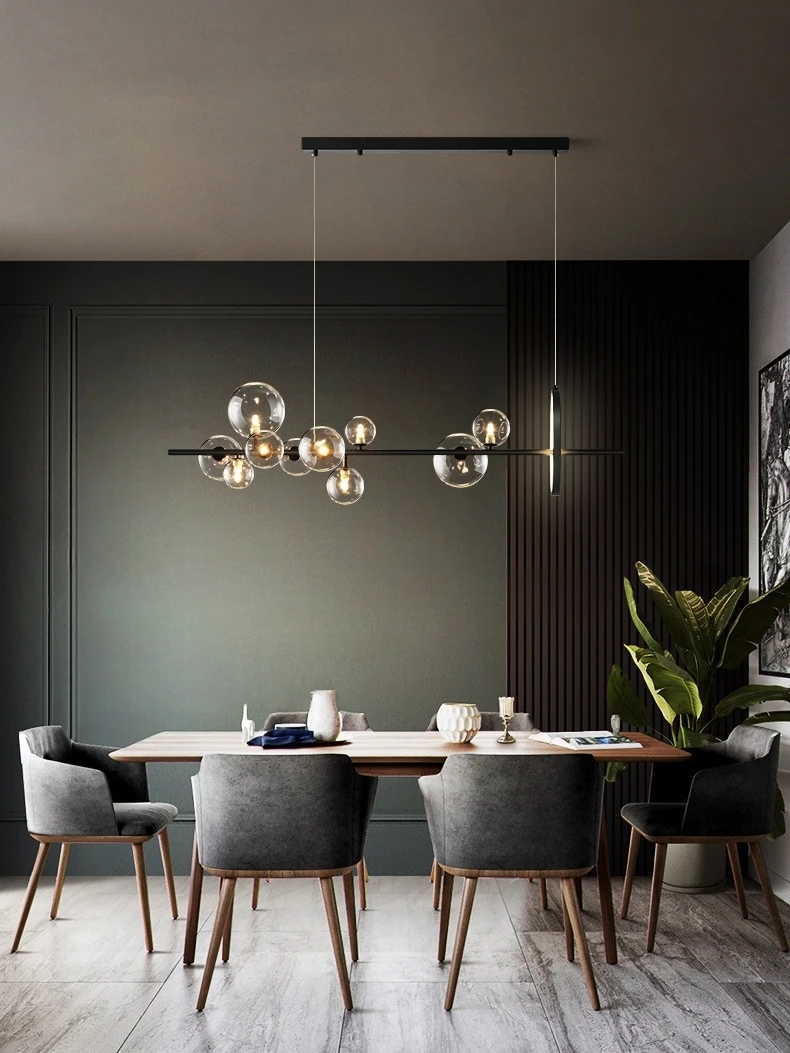 Nordic Led Chandelier Glass Ball For Table Dining Room Kitchen Bar Pendant Lamp House Decor Lusters Suspension Lighting