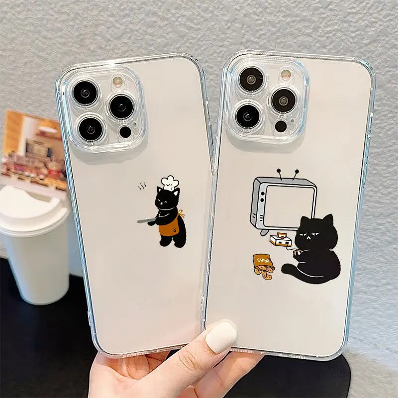 

Clear Soft Phone Case for Honor X7b 90 Lite X9b X9a X8b Cartoon Creative Black Cat