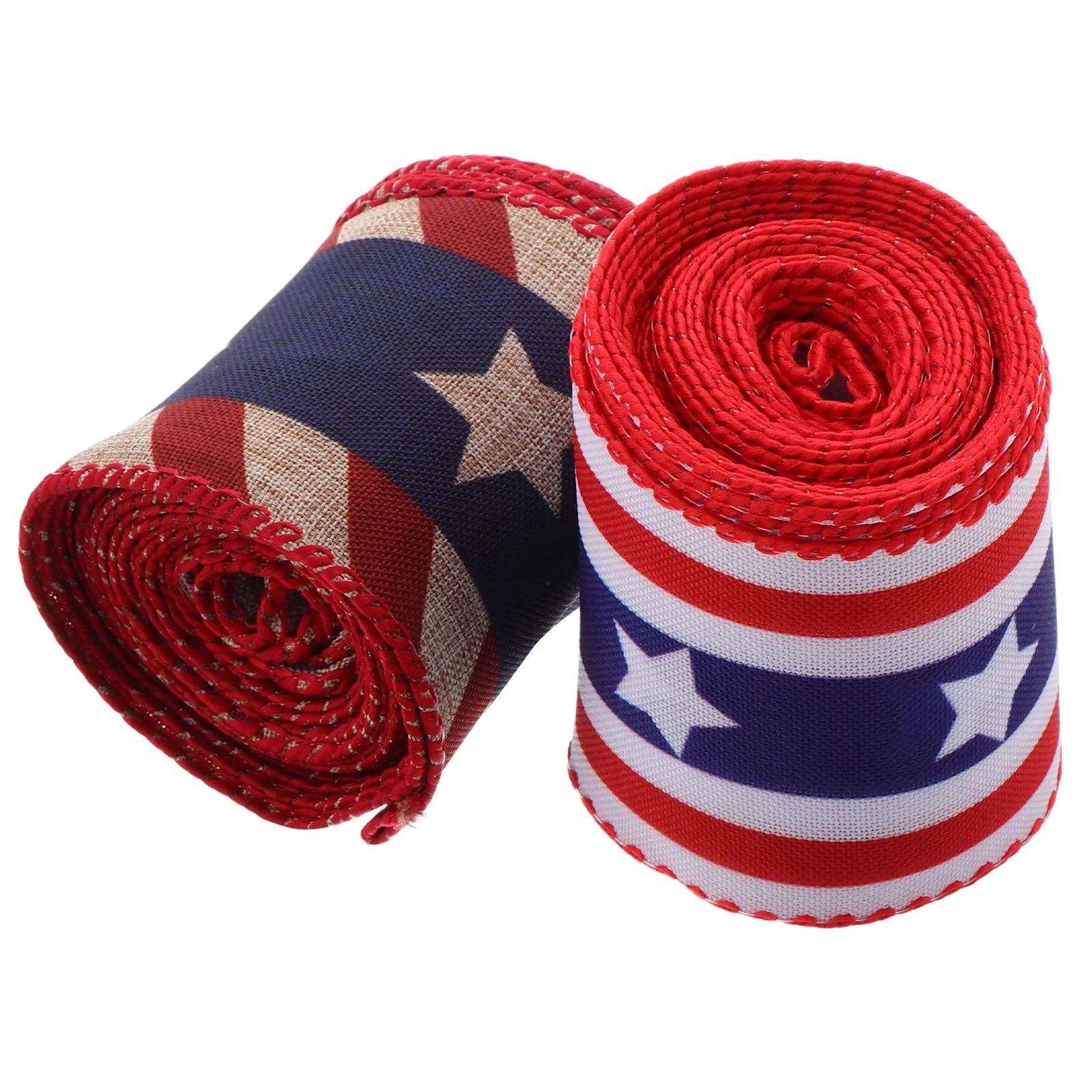 

Decorative Ribbon 2 Rolls Patriotic Garland Independence Day Supplies DIY Ornament Red White Blue USA Wreath
