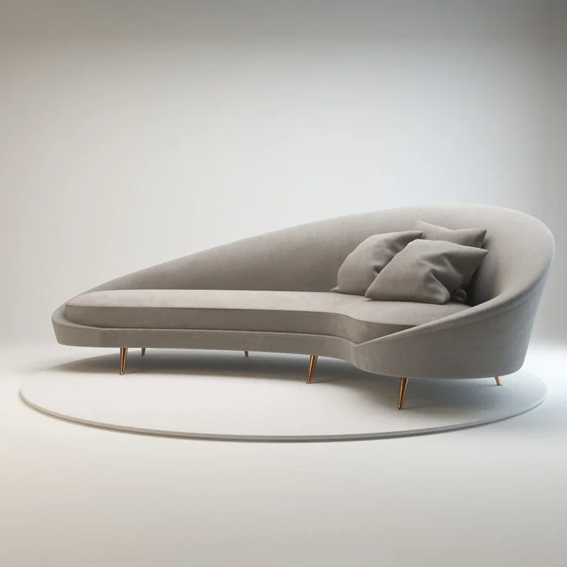 

Curved Sofa, Light Gray Color, Fabric Sofa, Modern Minimalist Design, Irregular-shaped Double-person and Triple-person Sofa