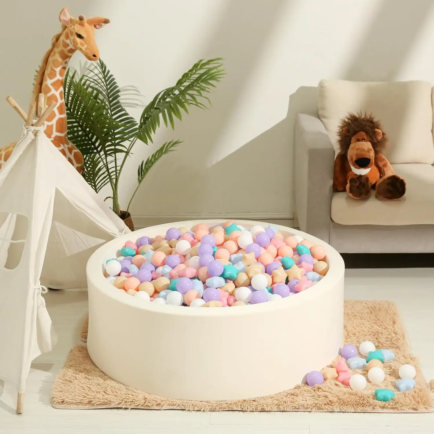 Ball Pit Balls 100 Macaron Rosa Verde Té de la leche Púrpura, Formas de estrellas para bebés Parque infantil Bolas de plástico para pelotas de juego de piscina de pelotas