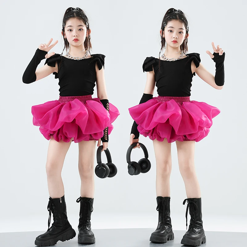 Ragazze Hip Hop Abiti da ballo Crop Top Bambino Streetwear TUTU vestito Set di vestiti Ballo di strada T-shirt Bambini Estate Costumi jazz