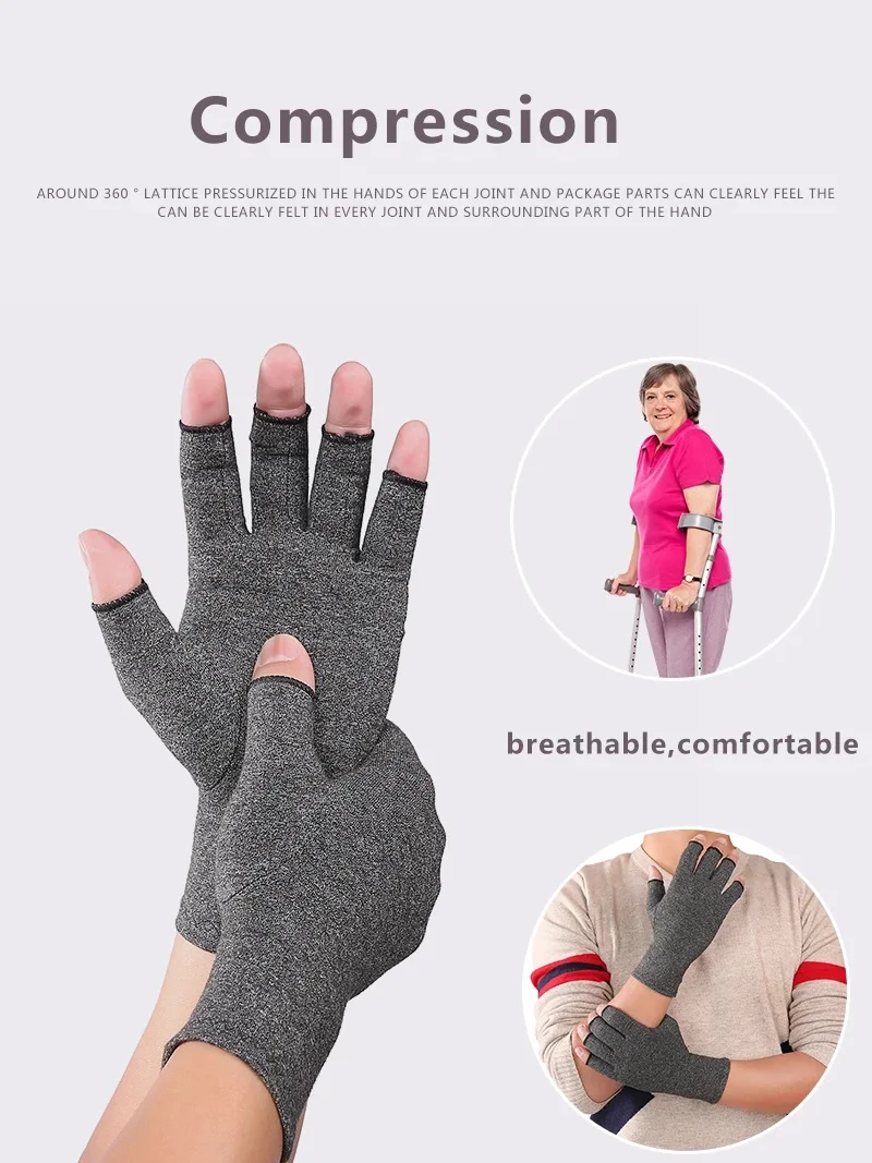 Kompressions-Arthritis-Halbfingerhandschuhe für Männer und Frauen, weiche und langlebige Handgelenkstütze, geeignet für den täglichen Gebrauch mit Touchscreen – Detail 1