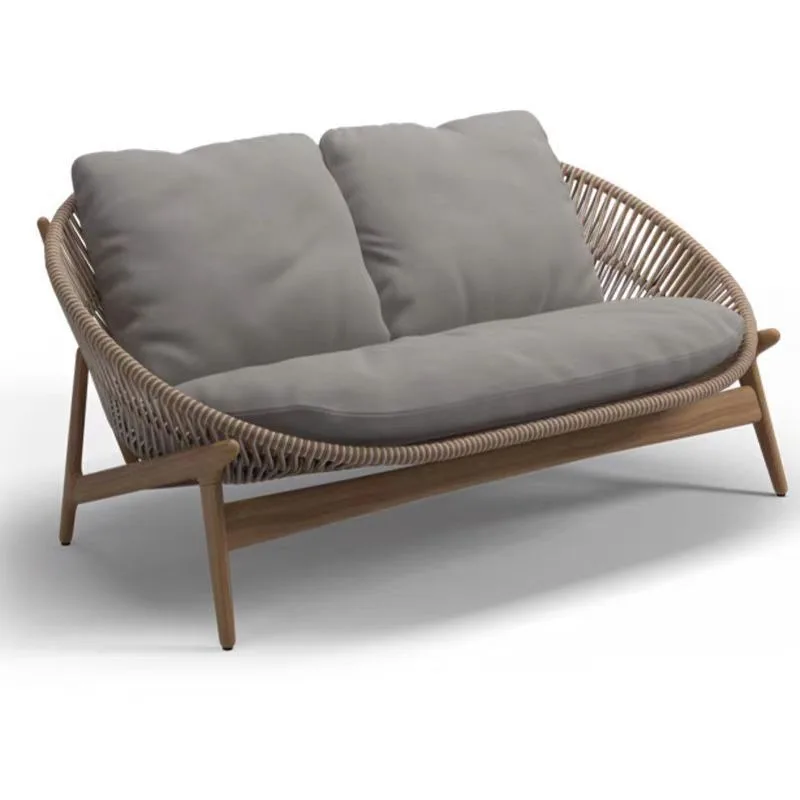 

Nordic outdoor high-end teak sofa chair garden balcony courtyard leisure creative round rattan sofa combination