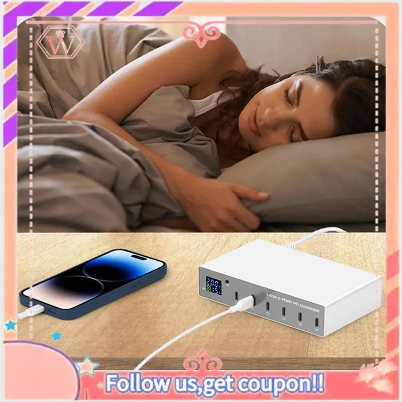 

Модернизированная быстрая зарядная станция 140 Вт 6 в 1, зарядка 3,0 USB C для ноутбука, тип C, 30 Вт, вилка европейского стандарта