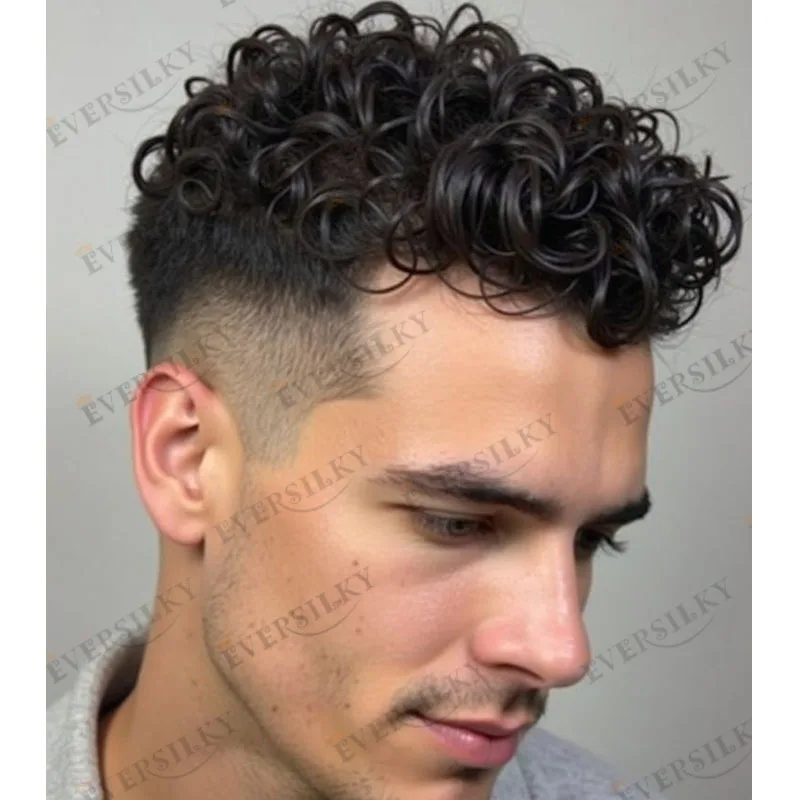 دائم الاسترالية الدانتيل قاعدة الرجال الشعر المستعار الإنسان غير قابل للاكتشاف 18 مللي متر مجعد قوي أحادية قاعدة الرجال الشعر المستعار أسود براون هيربيسي