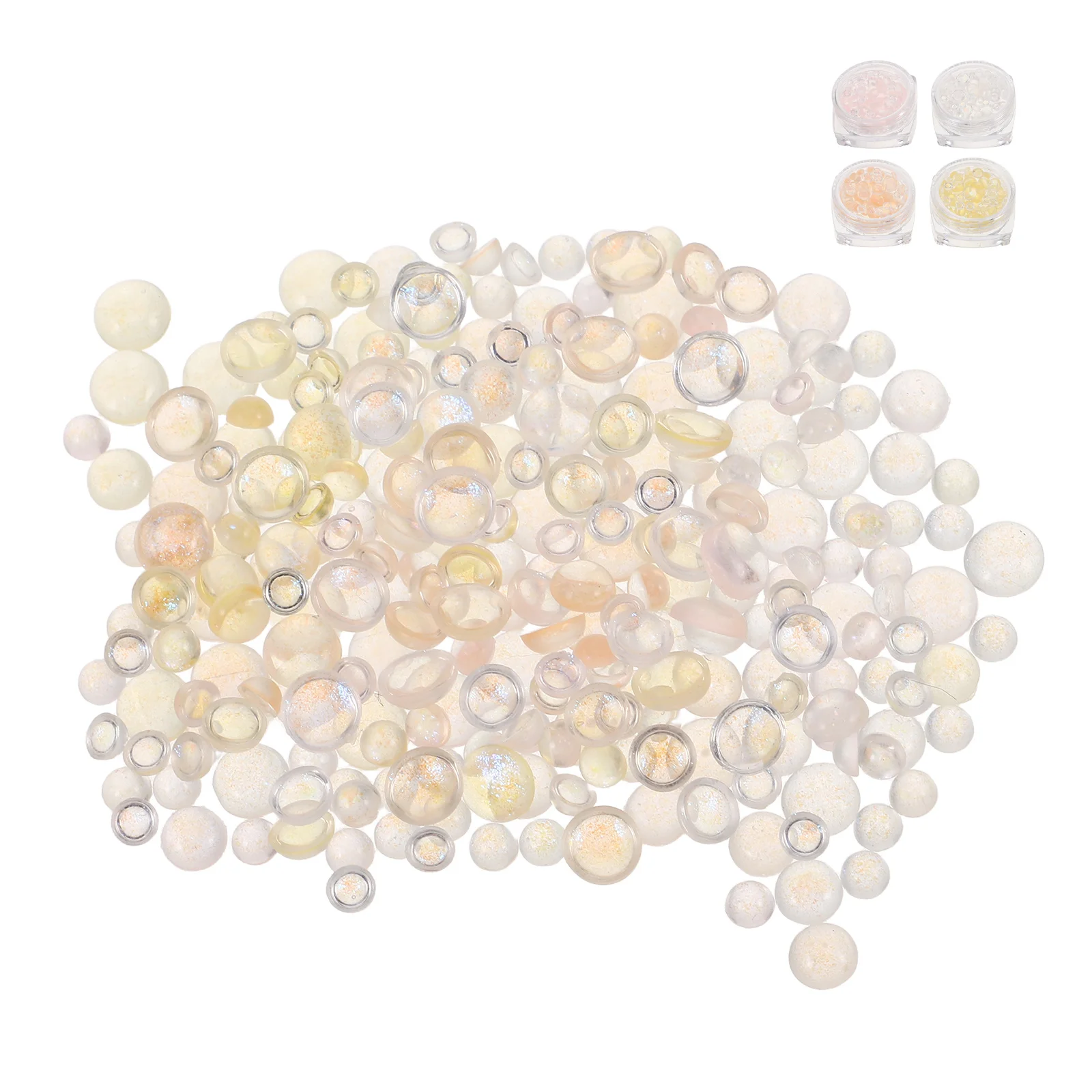 

4 Boxes Nail Art Bubble Beads 3D Charms Flatback Droplets Resin Beads for DIY Manicure Decor Nail Jewels Jewelry Supplies