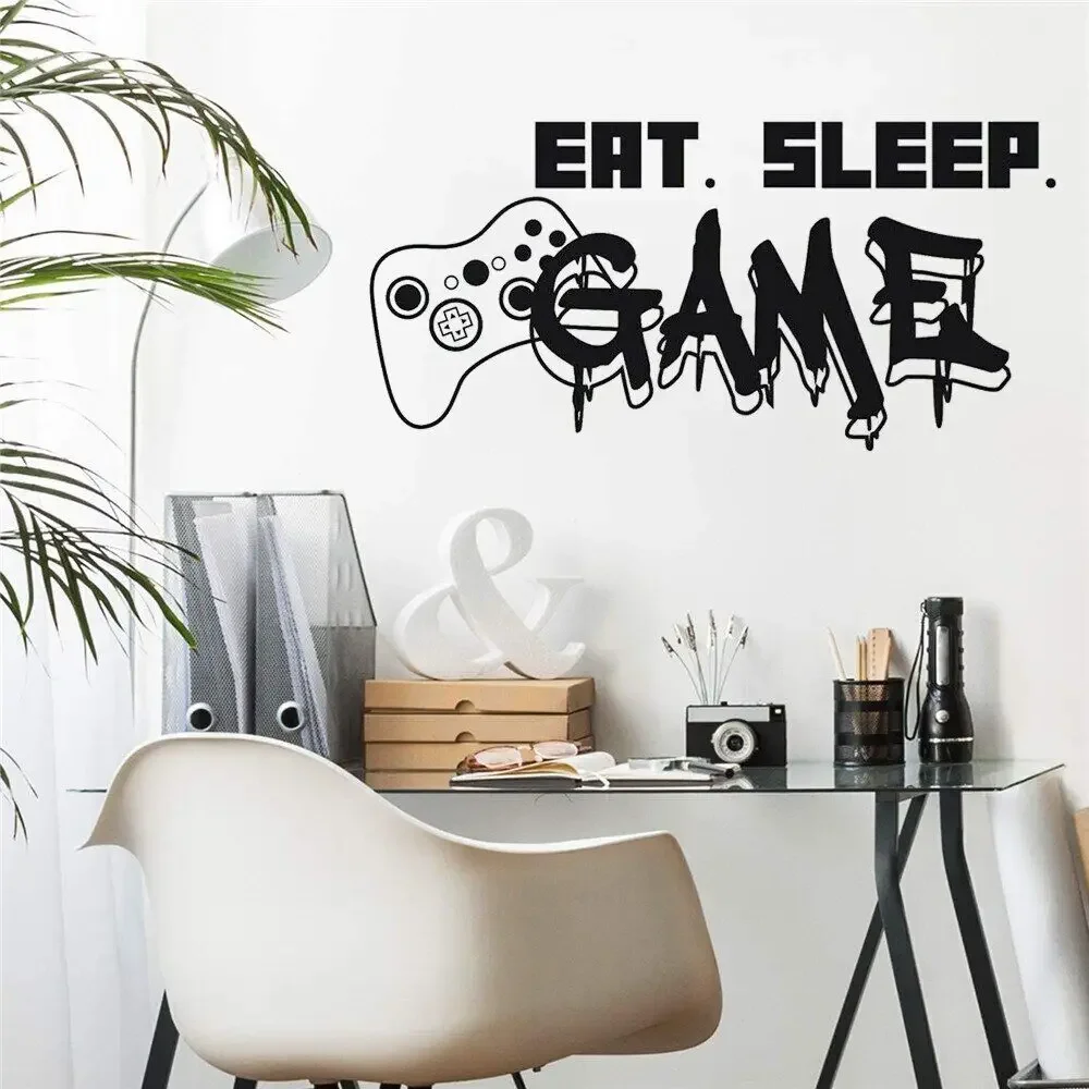 EAT SLEEP GAME трилогия стикер на стену для мальчика детская комната гостиная наклейки обои украшение дома игровая комната креативные наклейки