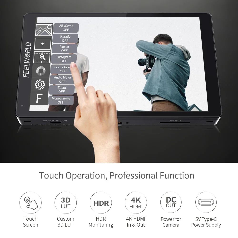 FEELWORLD F7 PRO 7“ 3D LUT Touch Screen 4K 60Hz HDMI DSLR Camera Field Director Monitor 1920x1200 IPS F970 External Power Kit