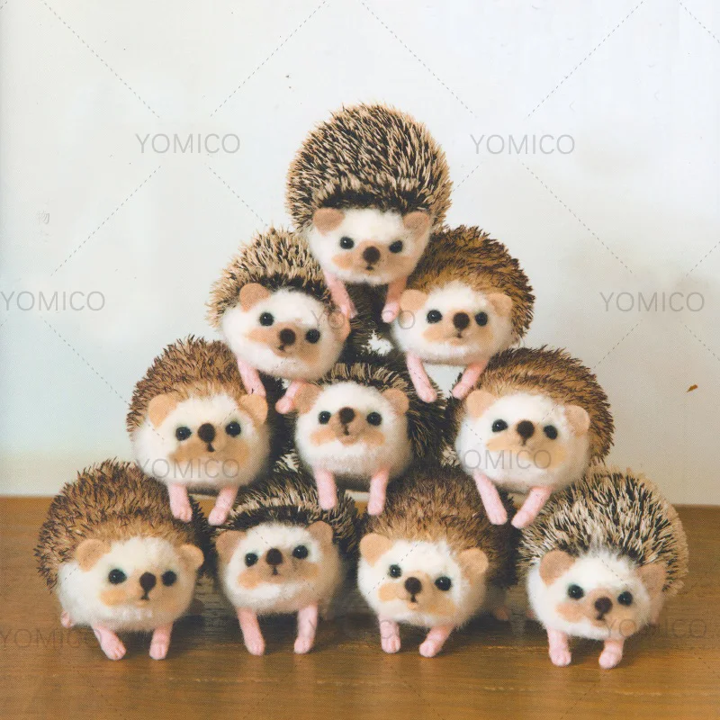 YOMICO Hedgehog Felt Animals Includes Video Tutorial And Mohair Plushie Toys Handmade DIY Wool Needle Material Handcraft Kit